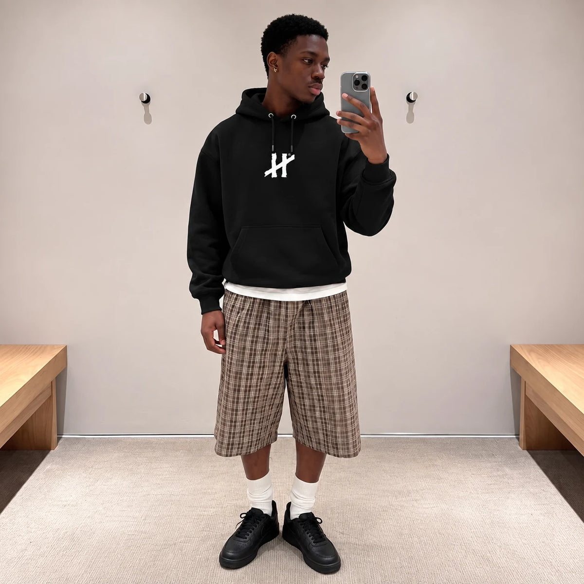 KI-generiertes Bild – HAPS Logo Hoodie (Back Print). Keine reale Person.